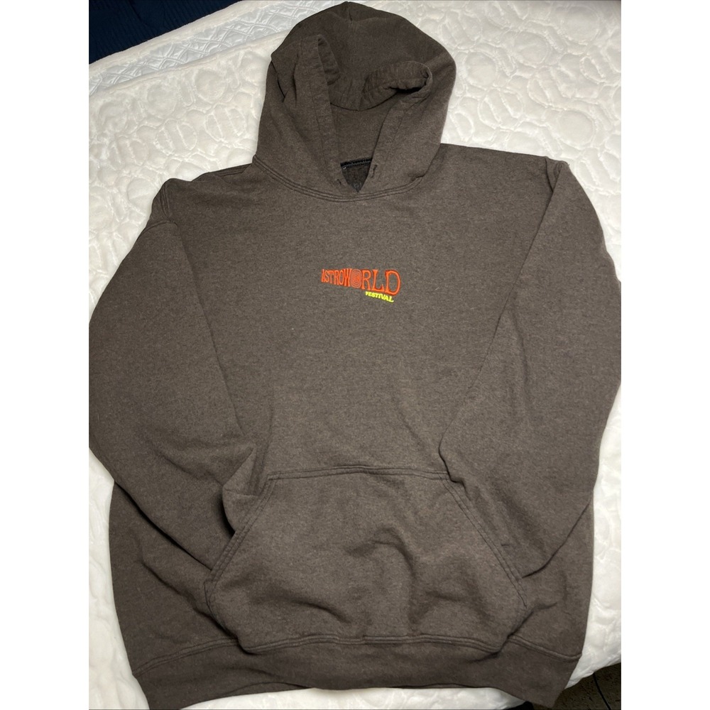 Travis Scott Astroworld Festival 2018 Hoodie Brown Large L Tour Merch Graphic - Picture 2 of 8